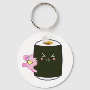 Porte-clés Petit pain de sushi de Kawaii avec Nadel le chat