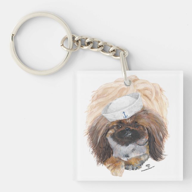 Porte-clés Petit Tuffy Chien Pékinois Marin (Devant)