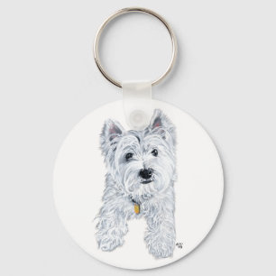 Porte-clés Petit Westie curieux