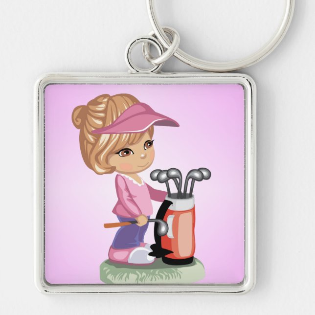 Porte-clés Petite fille blonde jouant au golf (Devant)