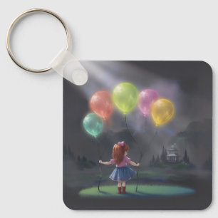 Porte-clés Petite fille mignonne avec des ballons