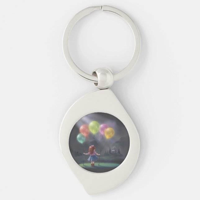 Porte-clés Petite fille mignonne avec des ballons (Devant)
