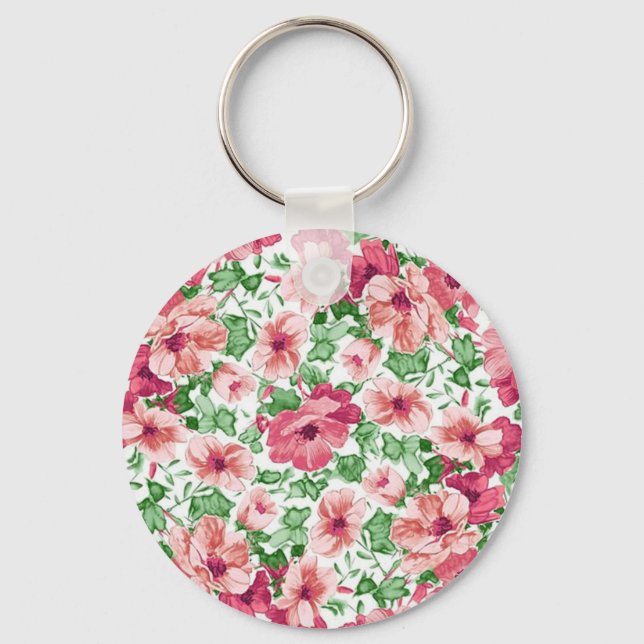 Porte-clés Petite fille motif floral mince. (Recto)