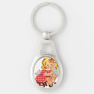 Porte-clés Petite fille rétro vintage poupée enfant