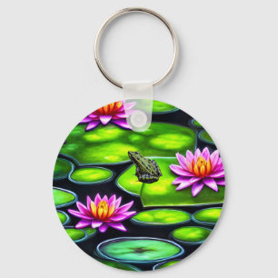 Porte-clés Petite grenouille sur Lily Pad