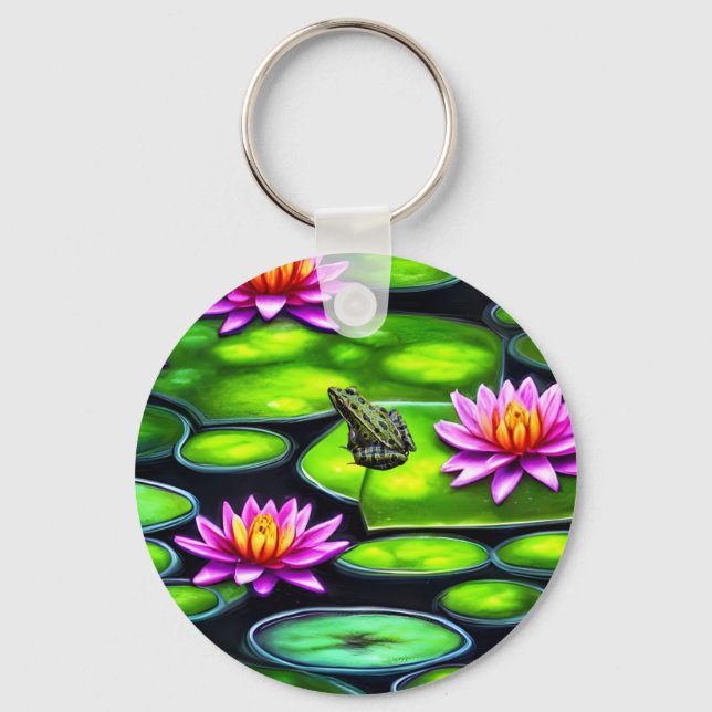 Porte-clés Petite grenouille sur Lily Pad (Recto)