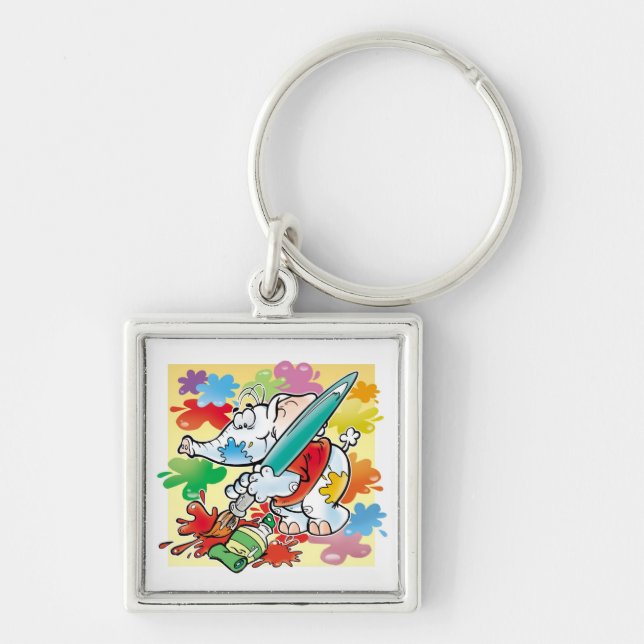 Porte-clés petite peinture mignonne d'éléphant (Devant)
