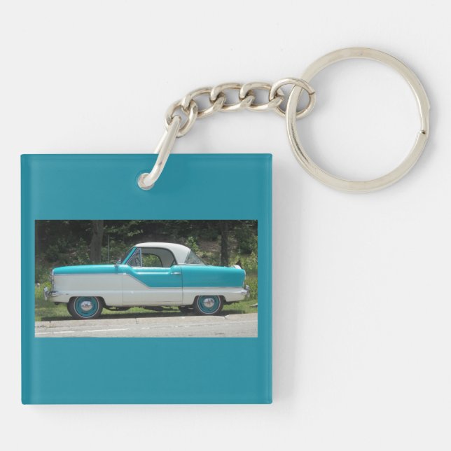 Porte-clés Petite voiture classique mignonne bleue de (Dos)
