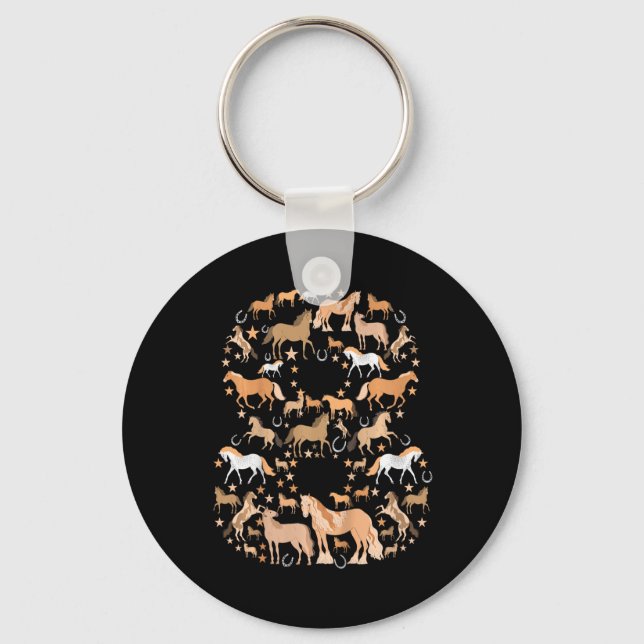 Porte-clés Petites filles 8 ans 8e anniversaire Cheval Graphi (Recto)