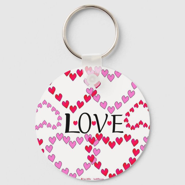 Porte-clés Petits coeurs rose rouge AMOUR (Recto)
