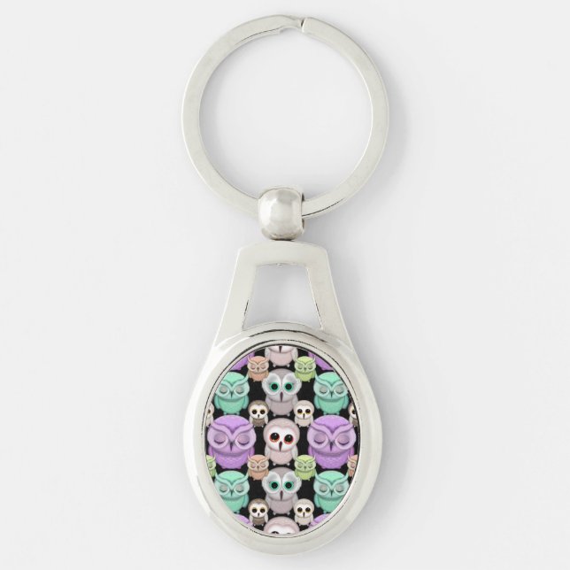 Porte-clés Petits hiboux mignons aux couleurs pastel (Devant)
