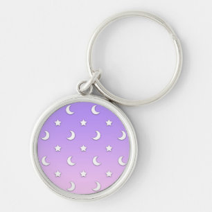 Porte-clés Petits motifs d'étoiles et de lunes blanches