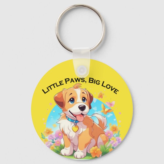Porte-clés Petits Poches De Chiot Mignonne Grand Amour (Recto)