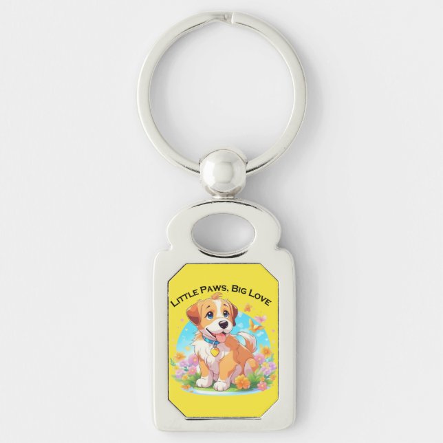 Porte-clés Petits Poches De Chiot Mignonne Grand Amour (Devant)