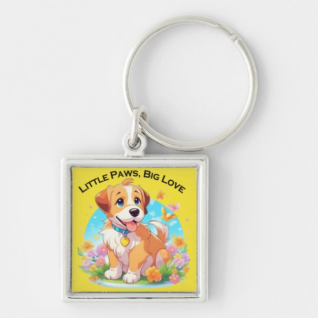 Porte-clés Petits Poches De Chiot Mignonne Grand Amour (Devant)