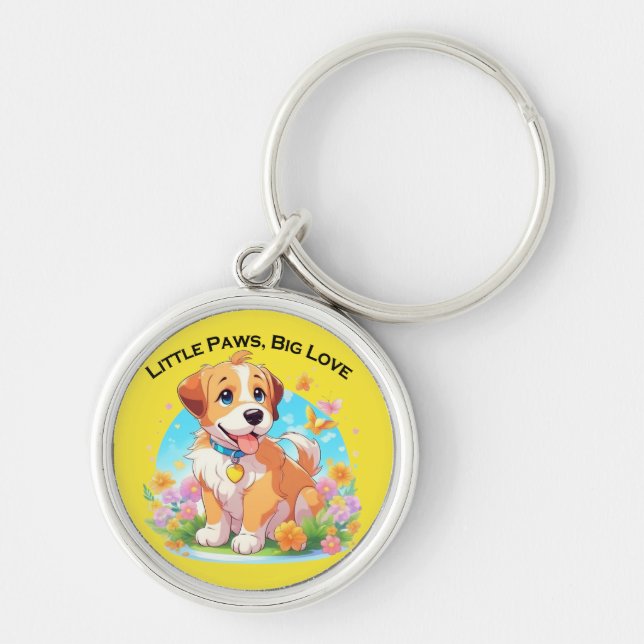 Porte-clés Petits Poches De Chiot Mignonne Grand Amour (Devant)