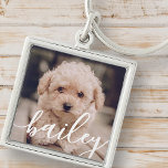 Porte-clés Pet's Simple Modern Elegant Chic Name and Photo<br><div class="desc">This simple and modern design is composed of sans serif typography. Add custom pet photo.</div>