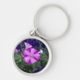 Porte-clés Pétunias rose et violet