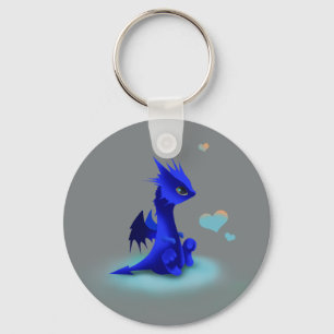 Porte-clés Peu de dragon bleu de l'amour