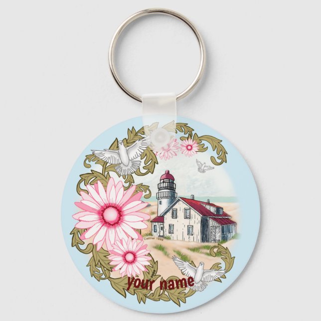 Porte-clés phare Daisy rose (Recto)
