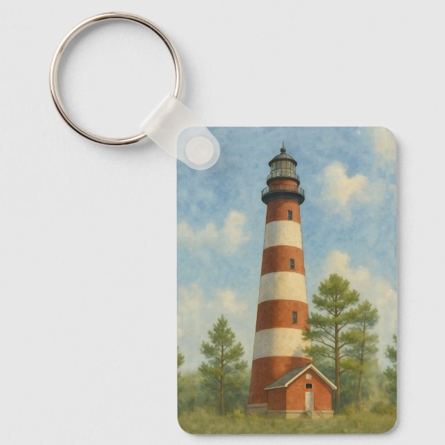 Porte-clés Phare d'Assateague Aquarelle (Recto)