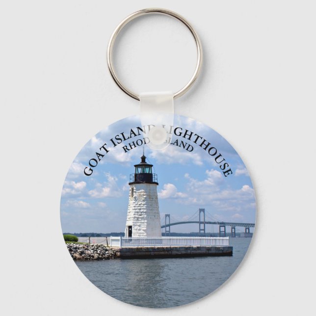 Porte-clés Phare de Goat Island, Rhode Island Clavier rond (Recto)