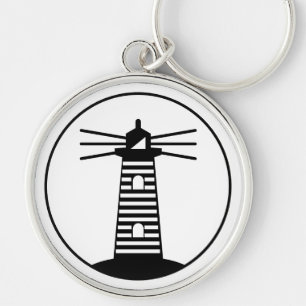 Porte-clés Phare de la balise océanique nautique rayé Art