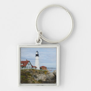 Porte-clés Phare de Portland Headlight sur une côte rocheuse