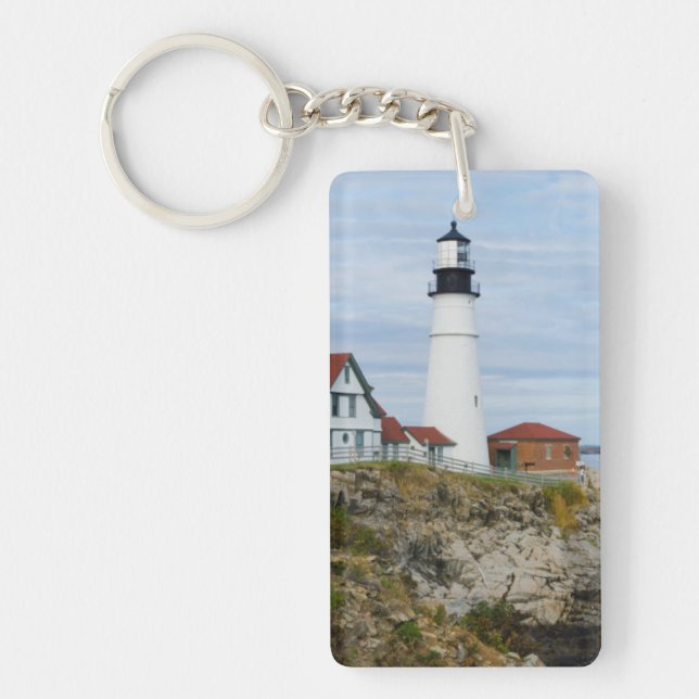 Porte-clés Phare de Portland Headlight sur une côte rocheuse (Devant)