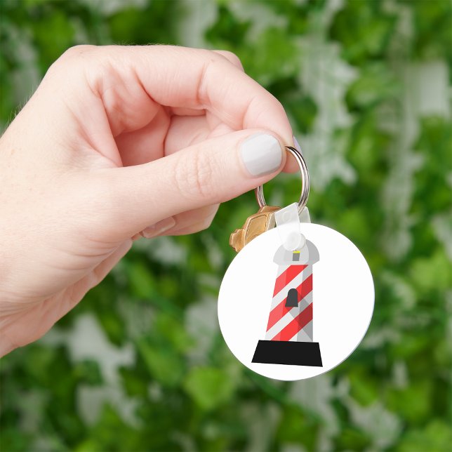 Porte-clés Phare rayé rouge et blanc (Créateur téléchargé)