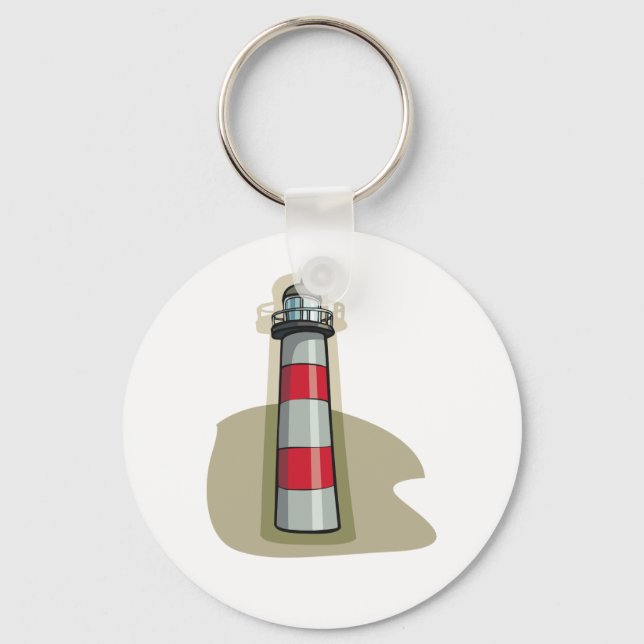 Porte-clés Phare rouge et blanc Thème nautique côtier (Recto)