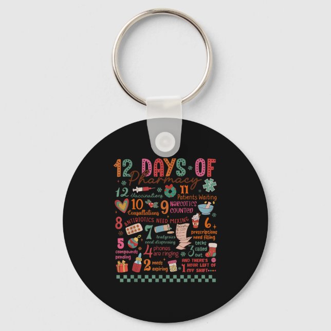 Porte-clés Pharmacy Christmas Shirt - 12 Days Of Pharmacy Tec (Recto)