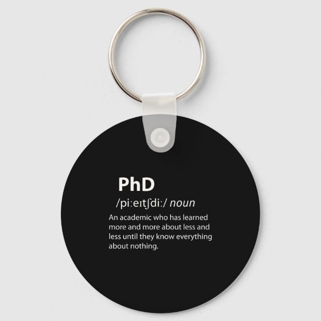 Porte-clés Phd funny dictionary definition doctorate student (Recto)