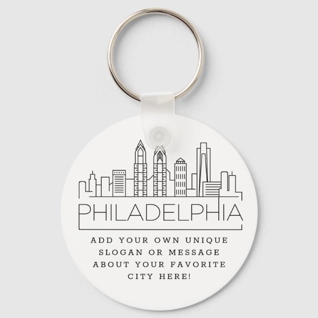 Porte-clés Philadelphie Stylisée Skyline | Slogan personnalis (Recto)