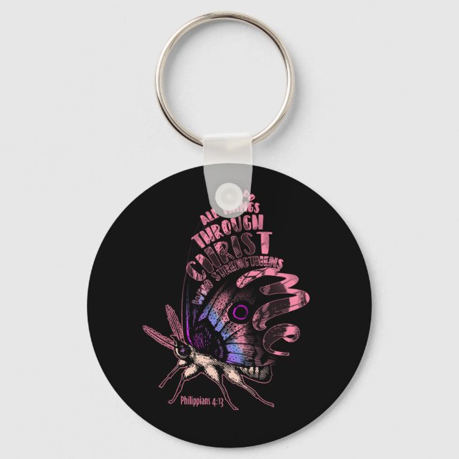 Porte-clés Philippiens 4 13 La Bible chrétienne Verse Papillo (Recto)