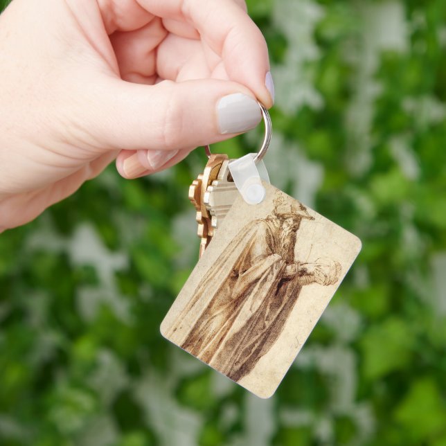 Porte-clés Philosophe grec avec crâne humain par Michel-Ange (main)