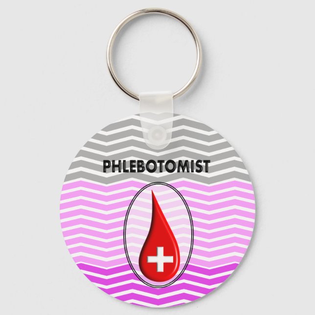 Porte-clés Phlebotomiste rose Chevron goutte de sang (Recto)