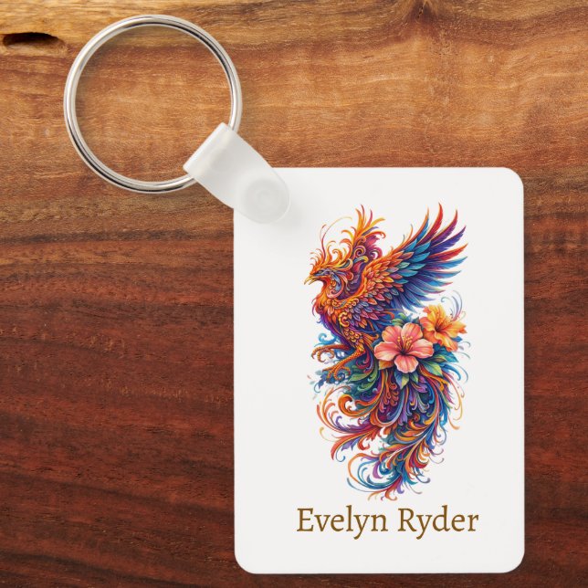 Porte-clés Phoenix Floral Art – Colorful Mythical  (Recto)