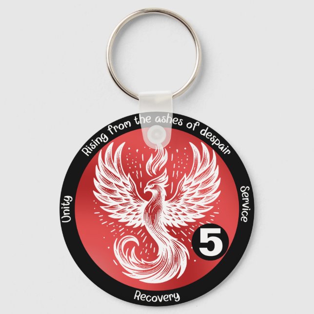 Porte-clés Phoenix Rising Reprise Milestone AA, NA, Al-Anon (Recto)