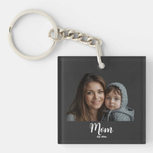 Porte-clés photo avec texte Maman a créé un script