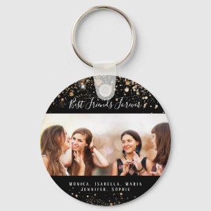 Porte-clés Photo best friends pour toujours noir or parties s