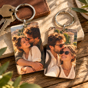 Porte-clés photo couple double face personnalisé