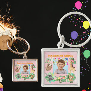 Porte-clés Photo d'anniversaire de 3 ans d'animaux bébé de la