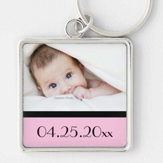 Porte-clés Photo de bébé et date de naissance (Devant)