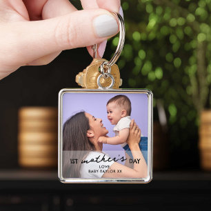 Porte-clés Photo de bébé et de maman pour la première fête de