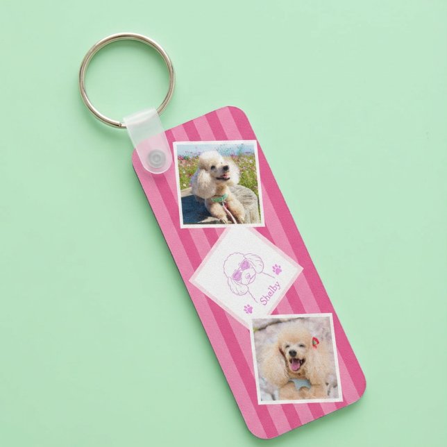 Porte-clés photo de caniche personnalisé avec nom (Créateur téléchargé)