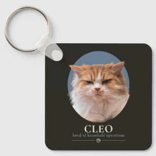 Porte-clés Photo de chat drôle personnalisé & nom