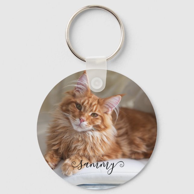 Porte-clés Photo de chat mignon aux cheveux bouclés (Recto)