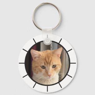 Porte-clés Photo de chat, remplaçable, Drôle