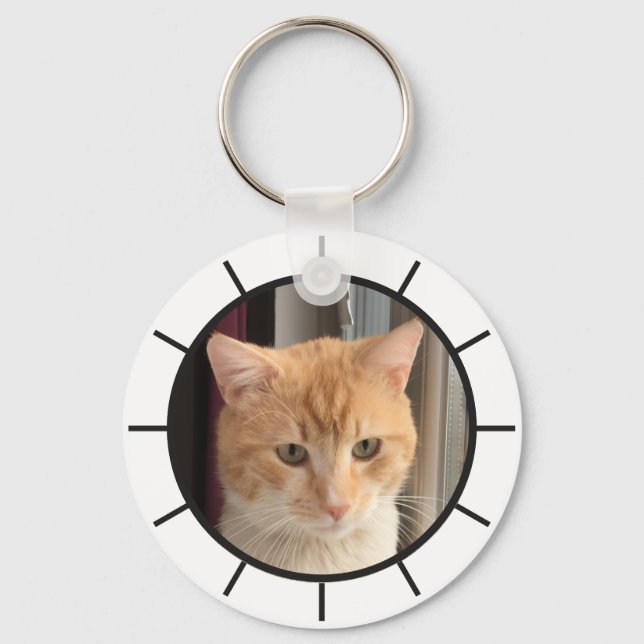 Porte-clés Photo de chat, remplaçable, Drôle  (Recto)